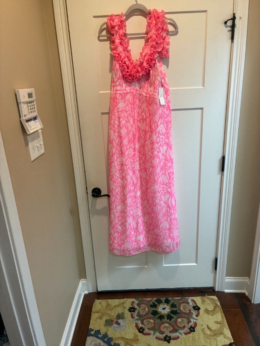 Ruffles Ruffles Ruffles !!!!! Lilly Pulitzer Pink Maxi Dress Size 14 - Picture 6 of 7